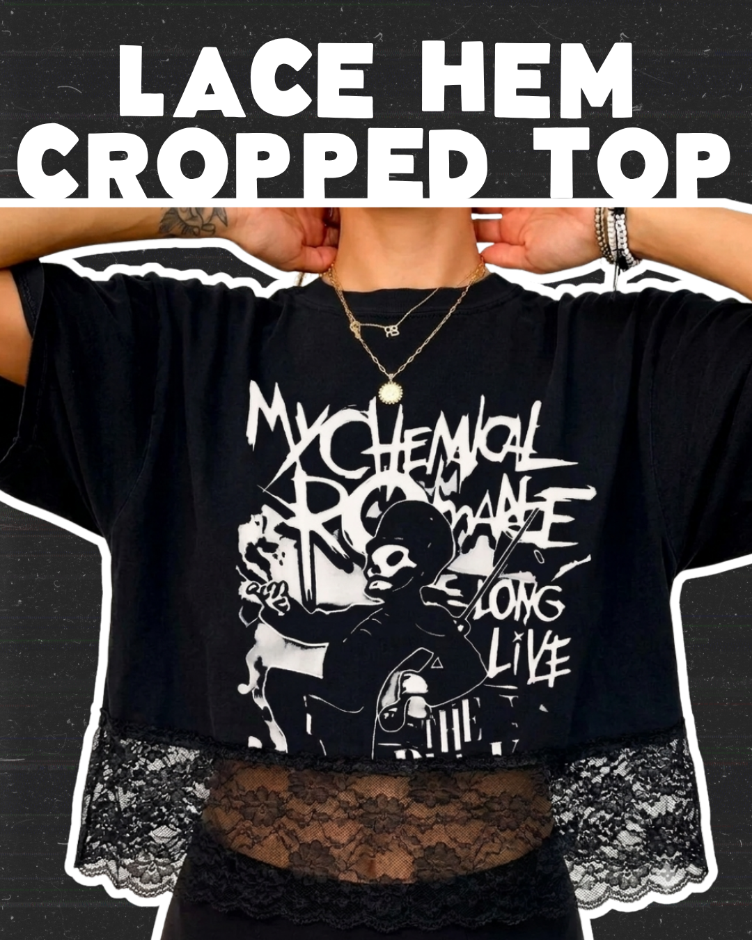 LACE HEM CROPPED TOP