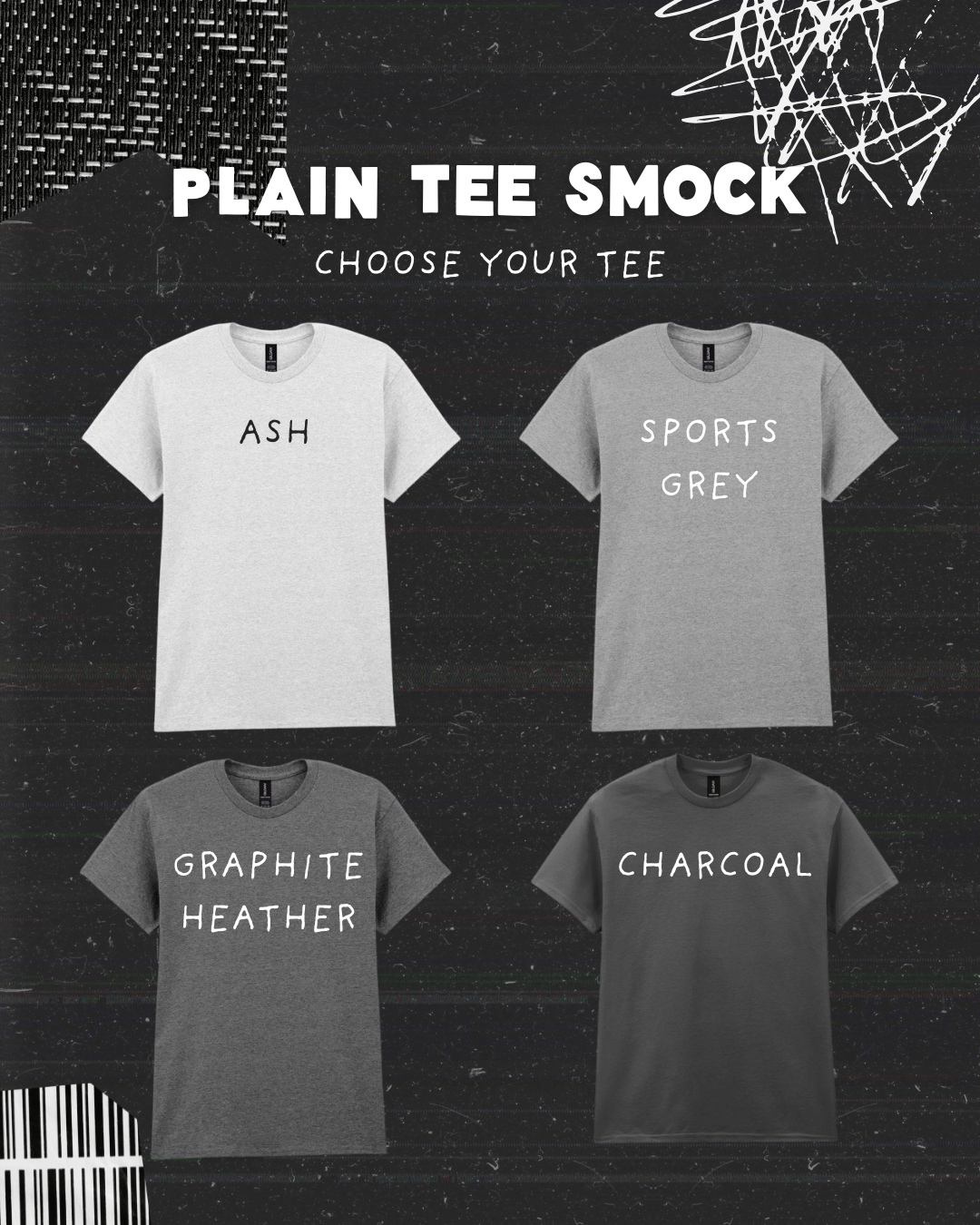 Plain Grey Tee - Create Your Own Smock