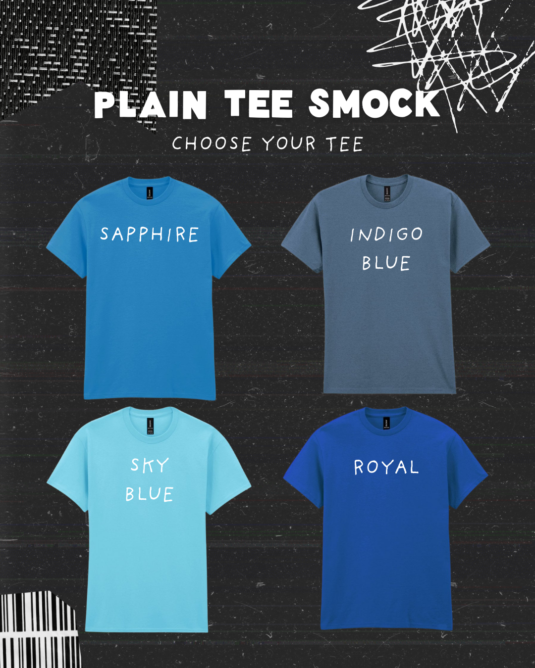 Plain Blue Tee - Create Your Own Smock